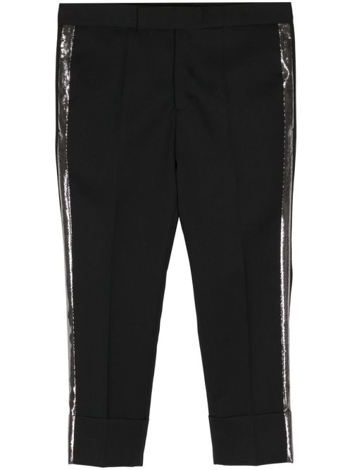 Pressed-crease wool tapered trousers - Black
