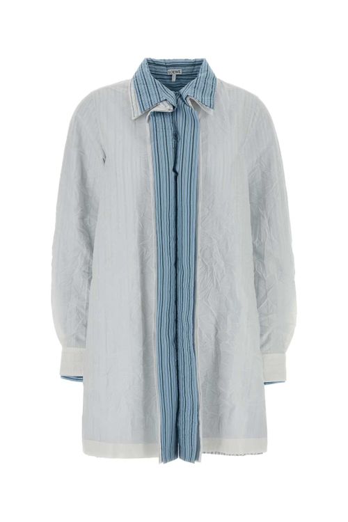 Cotton-Blend Shirt Shirt Dress — White