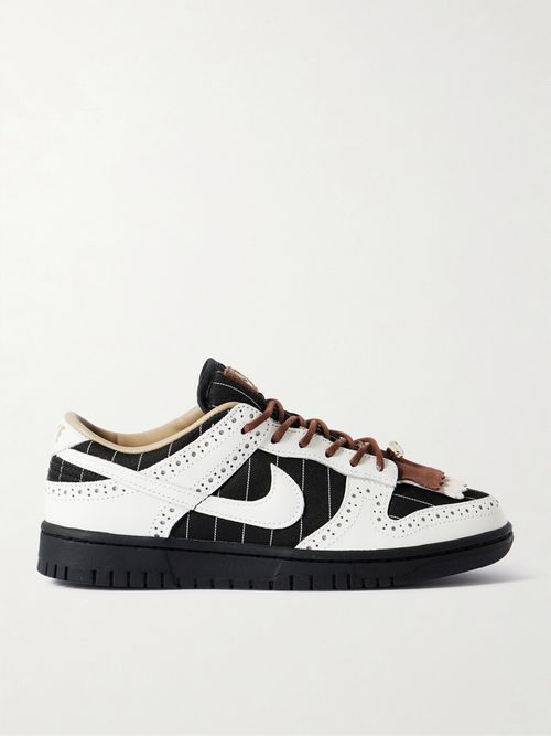 Dunk Low Retro Suede-trimmed Leather And Twill Sneakers - Black