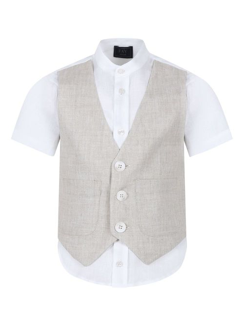Waistcoat-panel linen shirt - White