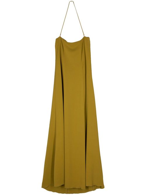 Halterneck flared maxi dress - Green