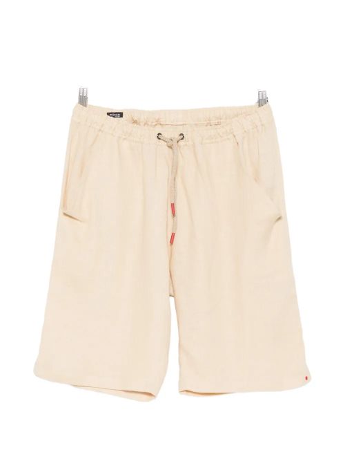 Linen Drawstring Shorts — Beige