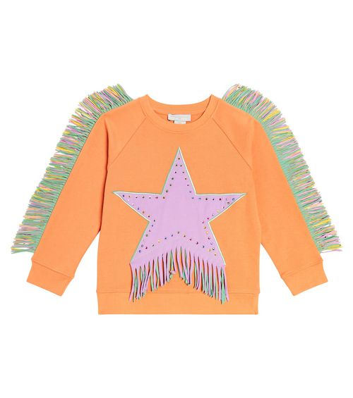 Stella McCartney Kids Fringed cotton jersey shorts