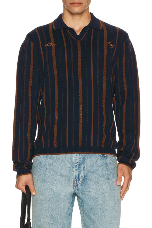 Percival Citation Knitted Football Shirt in Navy - Navy. XL/1X also in L