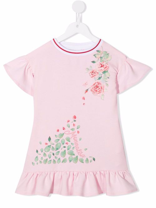 Floral print ruffle dress - Pink