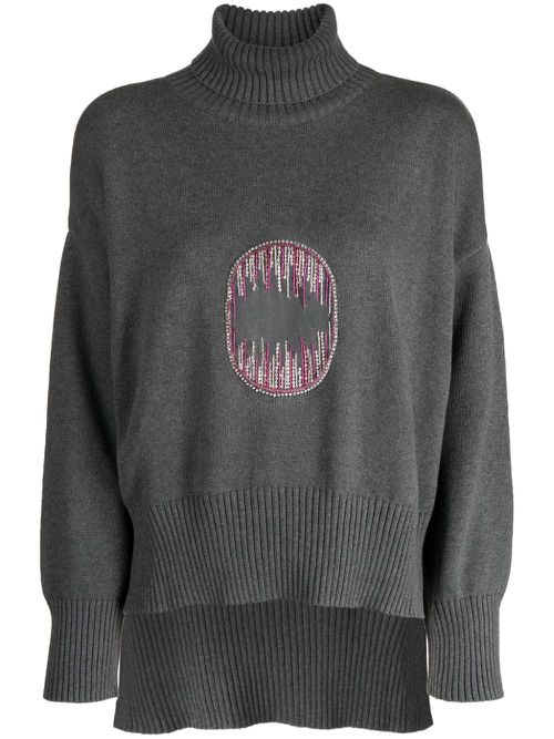 Appliqué-detail cotton sweatshirt - Grey