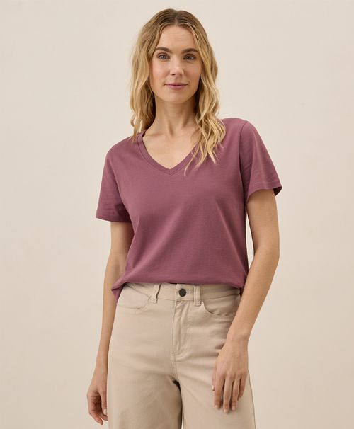 Women's Mauve Softspun V-Neck Tee