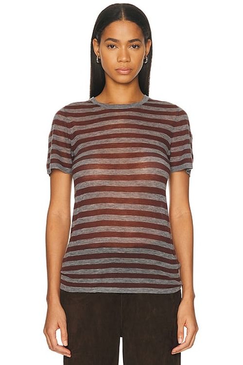 SPRWMN Classic Tee in Grey & Brown - Brown, Grey. L also in