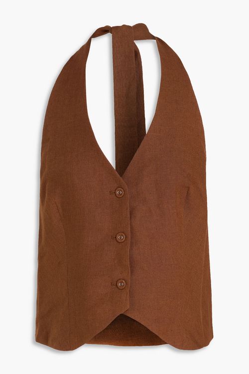 Abi linen top - Brown - XL