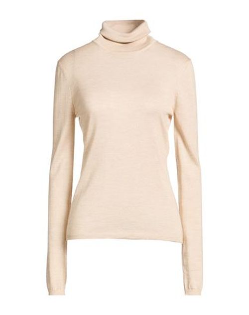 Woman Turtleneck Beige Size 4 Wool, Silk