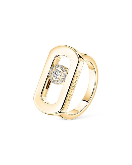So Move Diamond Link Signet Ring in 18K Yellow Gold, 0.06 tcw