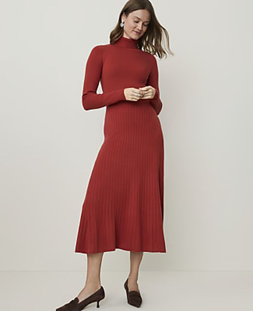 Ann Taylor Ribbed Turtleneck Sweater Dress