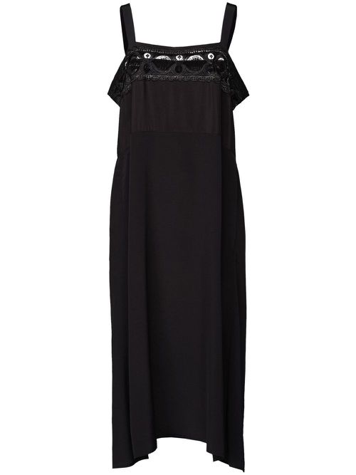 Embroidered midi dress - Black