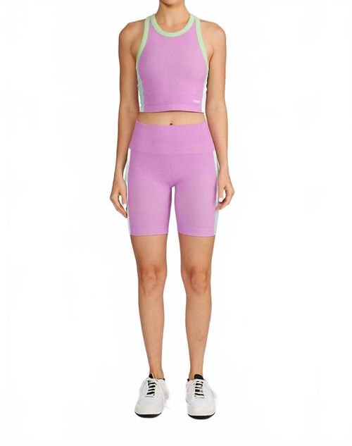 Mia High Neck Tank Bra In Lime Pink