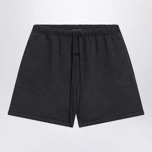 Fear Of God Essentials Black Cotton Shorts With Logo Embroidery