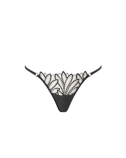 Bluebella Pavlina Floral Embroidered Thong Black