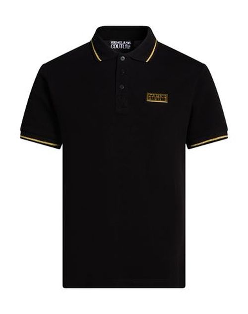 Man Polo shirt Black Size L Cotton, Polyester, Metallic Polyester, Elastane