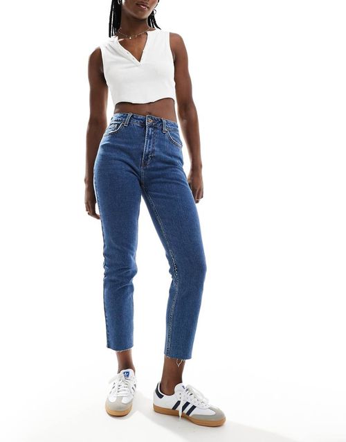 ONLY Emily high waist straight jeans in dark blue
