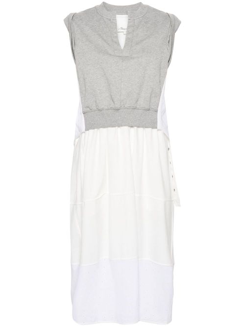 Layered jersey-panel midi dress - Grey