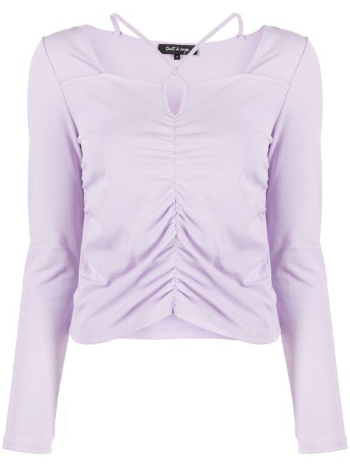 Ruched cotton T-Shirt - Purple
