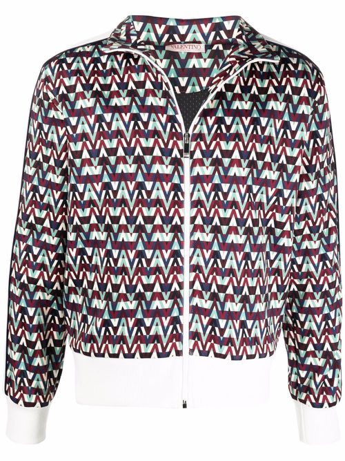 Optical Valentino-print track jacket - Blue