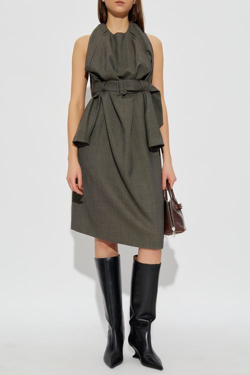 Dress With Belt, Women's, Grey