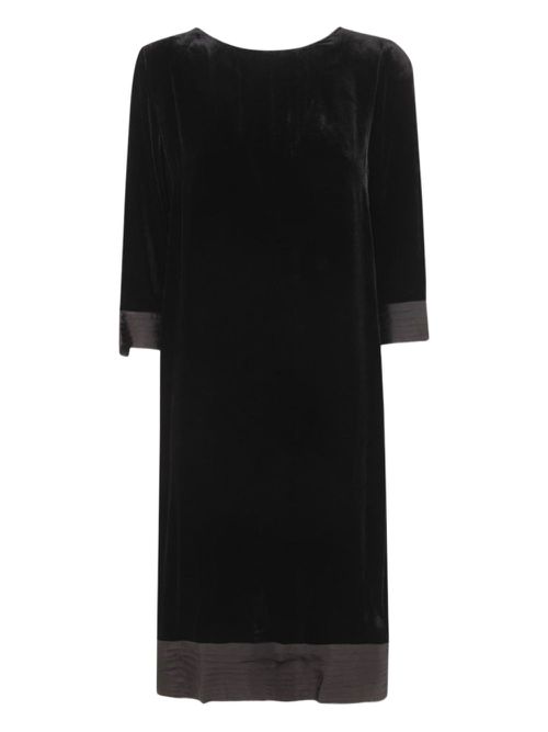 Velvet three-quarter sleeve dress - Black
