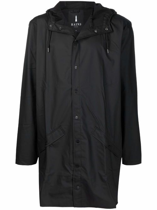 Press-stud hooded raincoat - Black