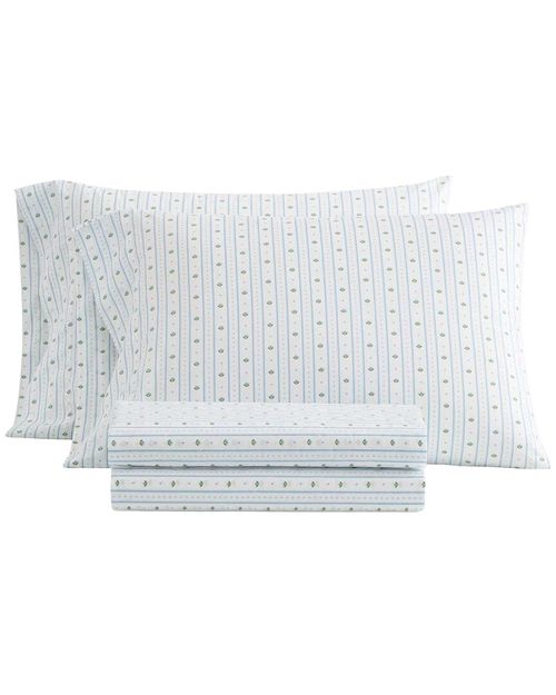 Floral Stripe Cotton Sheet Set