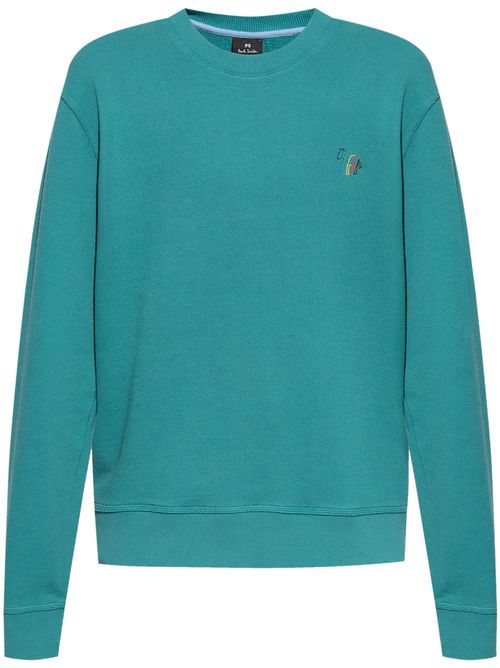 Logo-embroidered organic-cotton sweatshirt - Blue