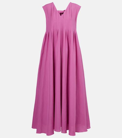 Piega ramie and cotton pleated maxi dress