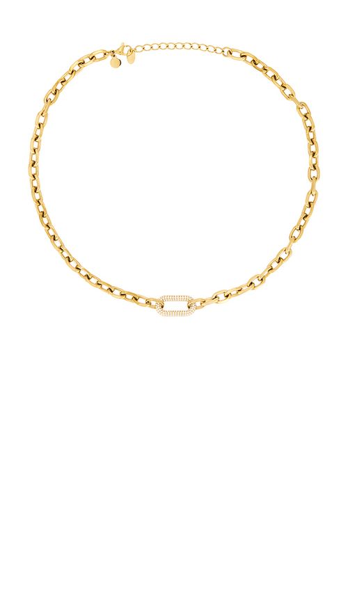 Petit moments Pave Carabiner Necklace in Metallic Gold