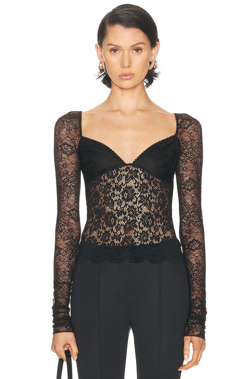 Blumarine Long Sleeve Top in Black - Black. 42 also in