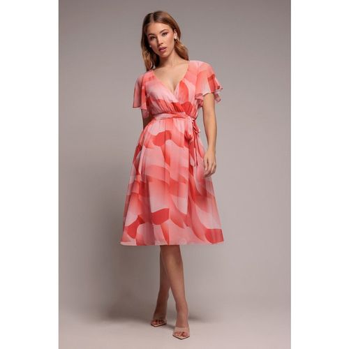 Goddiva Printed Flutter Sleeve Chiffon Midi Dress - Cora