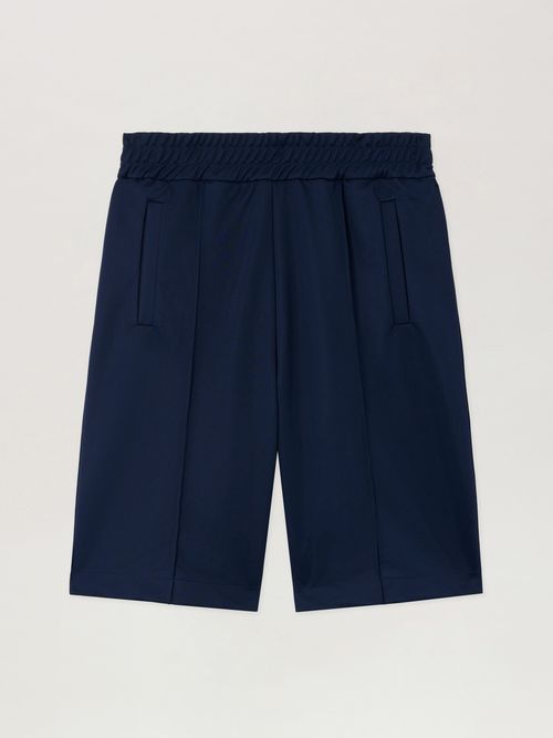 Back Curved Logo Track Shorts Man  Navy Blue Off White