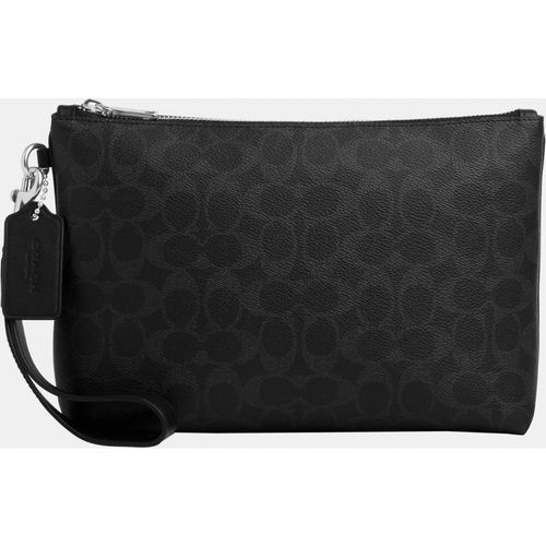 Coach Mens Pouch In Signature Canvas - Black - One
