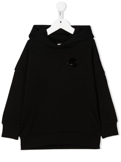 Logo-embellished hooded jumper dress - Black