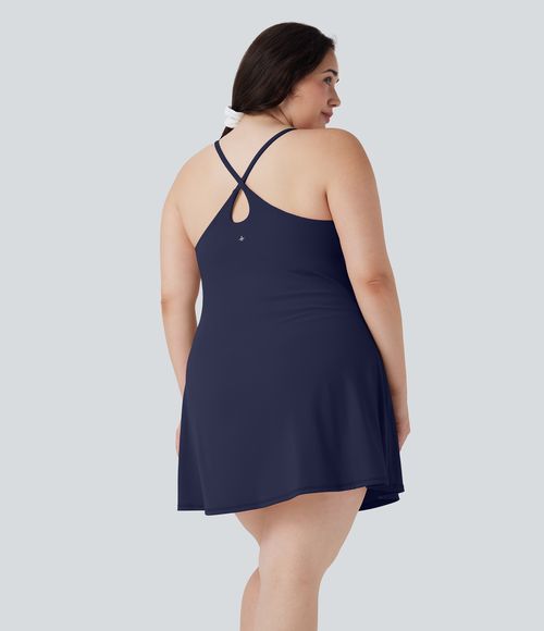 SoftlyZero™ Plush Active Plus Size Dress-Longer Length-Easy Peezy Edition Workout Dress - Peacoat