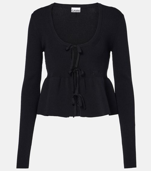 Ruffled ribbed-knit top