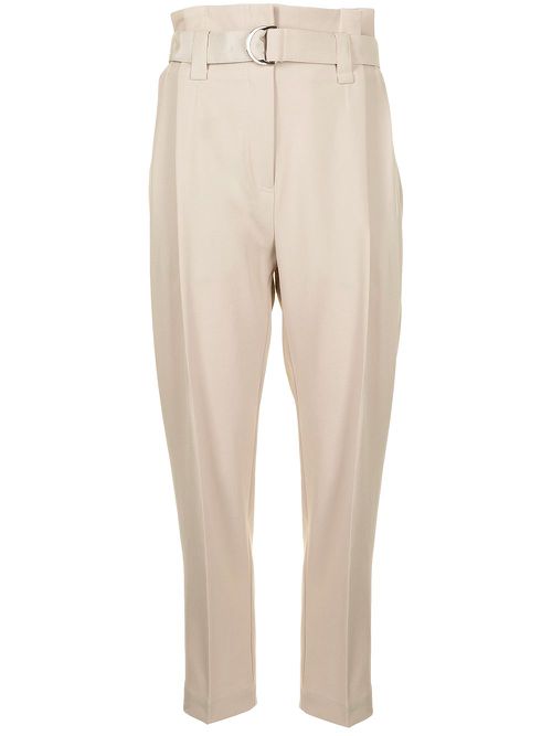 Cropped belted trousers - Neutrals
