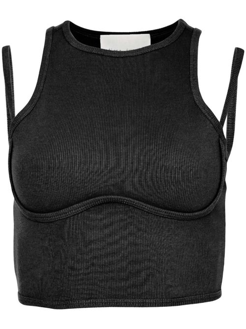 Cut-out ribbed crop top - Black