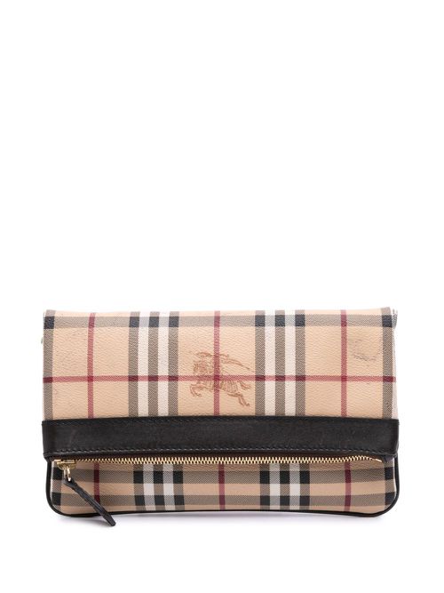 2000-2017 Haymarket Check Coated Canvas Adeline Fold over clutch bag - Brown