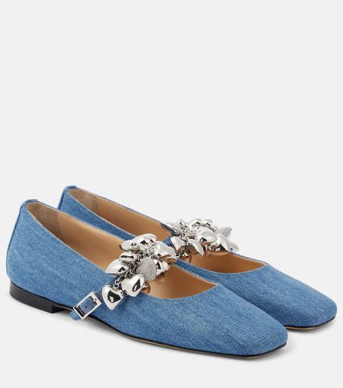 Puffy Heart denim Mary Jane flats