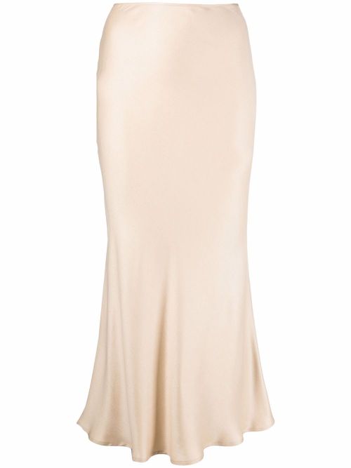 High-waist flared mid-length skirt - Neutrals