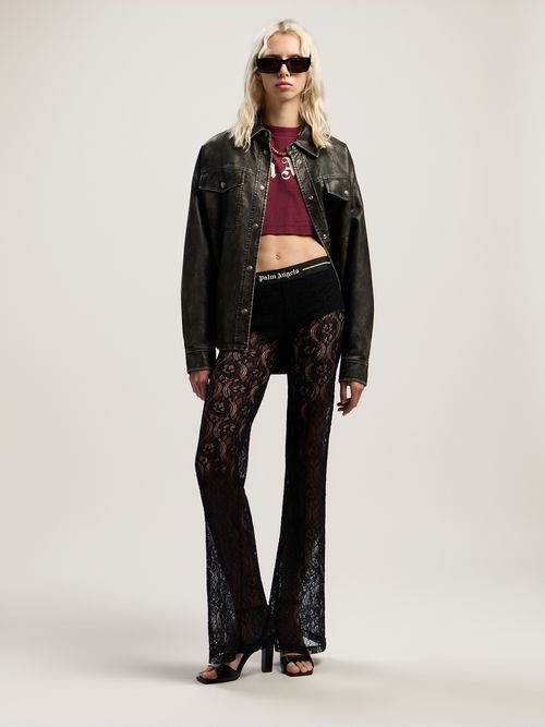 Classic Logo Lace Pants Woman  Black
