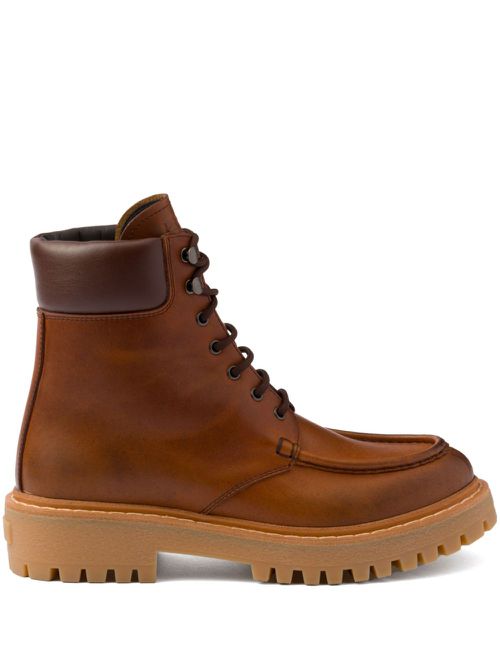 Lug-sole leather boots - Brown