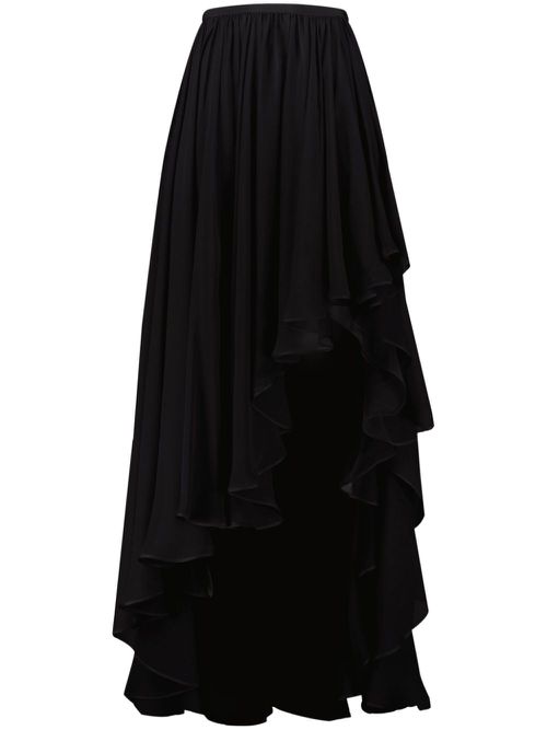 Asymmetric georgette skirt - Black