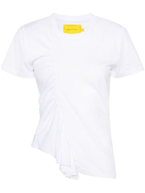 Gathered cotton T-shirt - White