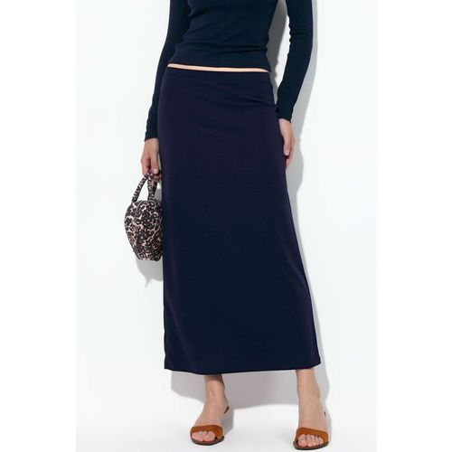 Busem Womens Midi Straight Crepe Skirt - Navy - X-Large