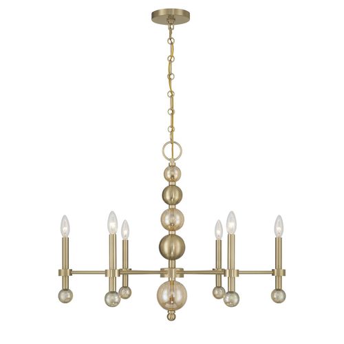 Crescent 6-Light Chandelier in Noble Bra